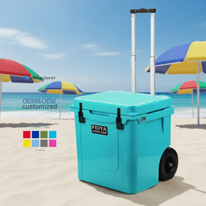 Glacière isotherme rotomoulée moderne 45QT à <span class=keywords><strong>roulettes</strong></span>, anti-ours, double compartiment, pour camping, pêche, plage, extérieur, aliments - Product Image 1