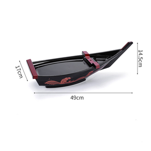 カスタマイズ可能なサイズBambusバーチABS寿司トレイエコフレンドリーミニ黒赤ボート日本食レストラン刺身提供トレイ用 - Product Image 5