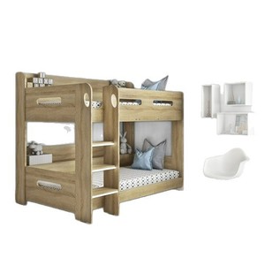 Kids Bunk Bed White And Gray With <b>Storage</b> Shelves And <b>Drawers</b> For Bedroom Child Use - Product Image 5