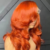 Perruque frontale en dentelle HD 13x4 Body Wave, cheveux humains brésiliens vierges colorés, jaune orangé, gingembre 350, perruques frontales en dentelle HD, cheveux humains