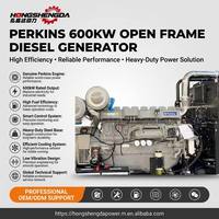 Groupe électrogène diesel Perkins 600 kW à châssis ouvert, 750 kVA, refroidi par eau, triphasé, 50/60 Hz, faible consommation de carburant, CE ISO, puissance industrielle fiable