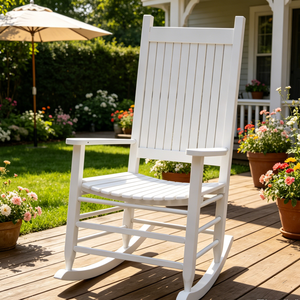 Fauteuil à bascule en bois <span class=keywords><strong>de</strong></span> peuplier avec dossier fermé pour bain <span class=keywords><strong>de</strong></span> soleil, salon, jardin, en MDF, facile à installer - Product Image 2