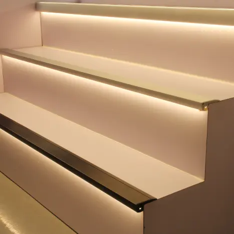 Black Anodized Staircase LED Nosing Profiles Aluminium Extrusion for Cinema Theatre Step Light Stairs Led Profile Alu