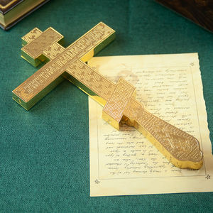 צלב ברכה אורתודוקסי HT, צלב ליטורגי אורתודוקסי נישא ביד, יציקת מתכת לקישוט כנסיות, ציוד דתי נוצרי - Product Image 3