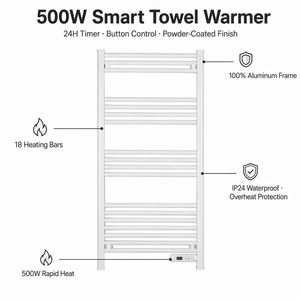 Scaldasalviette <span class=keywords><strong>Elettrico</strong></span> da Parete in Alluminio a Tubo Sottile Rotondo, 18 Bar, Riscaldamento Diretto dalla Fabbrica, Radiatore a Scala per Bagno, IP24 CE - Product Image 4