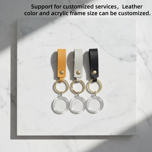 Llavero con Marco de Fotos de <span class=keywords><strong>Acrílico</strong></span> y Cuero de Nuevo Estilo para Regalo Conmemorativo de Días Festivos, Colores DIY, Colgante de Cuero para Llavero, Se Acepta Personalización - Product Image 2