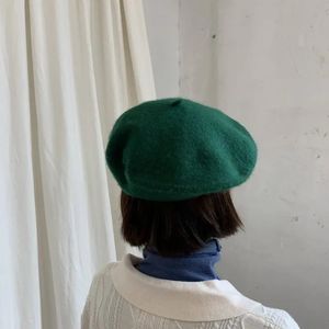 Style français hiver bonnet chapeau rétro béret couleur unie élégante dame automne printemps casquettes femmes laine bérets - Product Image 4