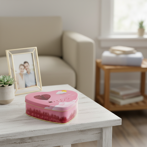 Kontensan EF001K0 236x236x60 mm <b>Balloon</b> Pink <b>Heart</b> Shape Metal Box with 1.9L Lid Decorative Storage with Unique <b>Heart</b> Design - Product Image 3