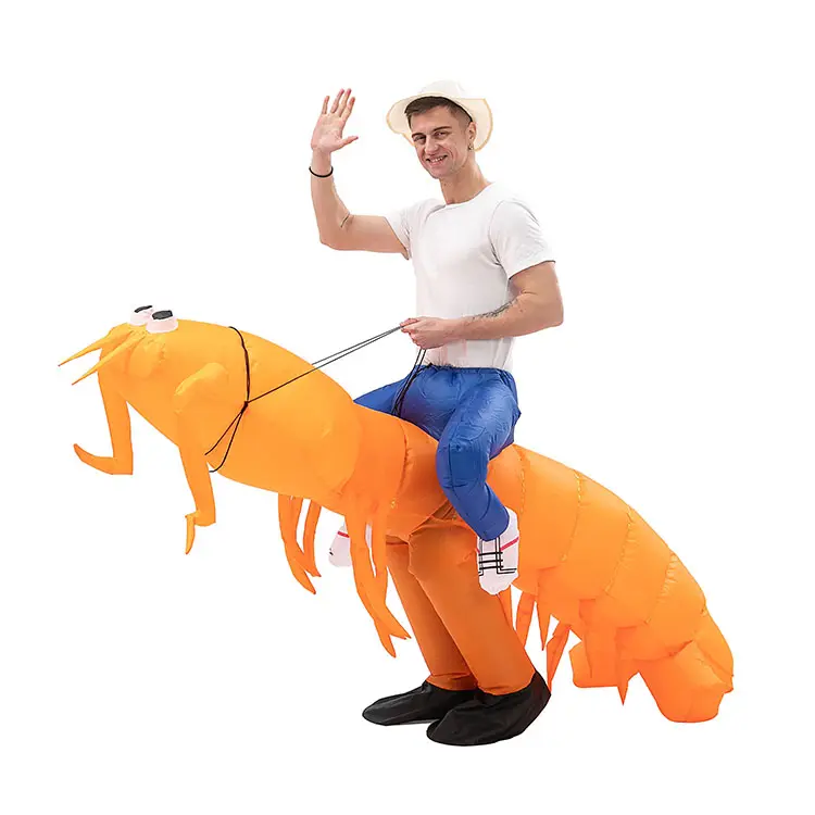 Aufblasbarer Anzug für Erwachsene Blow up Shrimp Kostüm für Halloween Weihnachts feier Kostüm Polyester Unisex Cosplay Tier Maskottchen