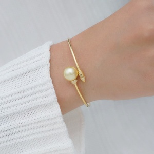 B5068 Bracelet en argent sterling 925 avec perles de 10-11 mm |   Base de bracelet en perles DIY, composant de bijouterie, perles non incluses - Product Image 4