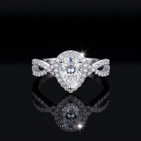 Hete Verkoop S925 Sterling Zilveren Peer Gesneden 1ct Moissanite Ring Traan Vorm Luxe 1 Karaat D Kleur Moissanite Ring Voor Vrouwen