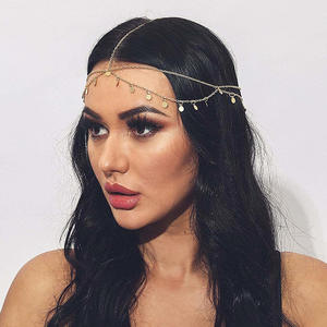 Tocado nupcial estilo bohemio, diadema de cadena de múltiples capas con cuentas colgantes para mujer, accesorios elegantes para boda - Product Image 3