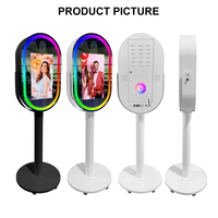 Machine de photomaton portable ovale avec écran tactile LCD de 21,5 pouces, compatible SLR, cadre à angle réglable, base mobile, impression instantanée