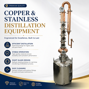 Equipo de Destilación de Cobre Ultraeficiente de 100L para <span class=keywords><strong>Alcohol</strong></span>, Diseño de Columna de Reflujo, Destilador Profesional con Válvulas - Product Image 1