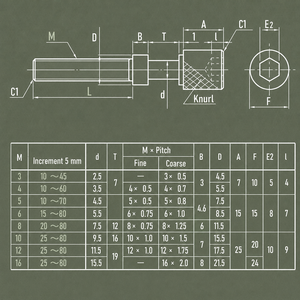 Tornillo de ajuste hexagonal con perilla moleteada FA Automation Bolt PAZ31/32 AJKTNM3-16 de acero al carbono niquelado - Product Image 4