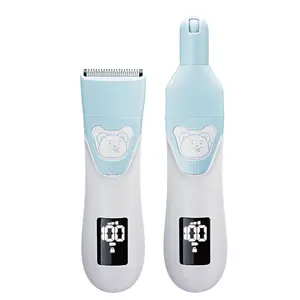 KD-501プロの子供用ヘアトリマー & マニキュアセット2in1 LEDスクリーンベビーヘアトリマー