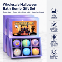 Coffret Cadeau de Bombes de Bain d'Halloween 6 Pièces 100g – Boules Effervescentes Colorées Naturelles Faites à la Main pour une Expérience de Bain Hydratante – OEM ODM Marque Privée
