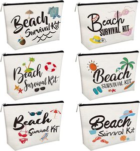 Thời Trang Tùy Chỉnh Bông Mỹ Phẩm Lưu Trữ Túi Mùa Hè Bãi Biển Phong Cách Kỹ Thuật Số In Ấn Vải Không Thấm Nước Dây Kéo Trang Điểm <span class=keywords><strong>Pouch</strong></span> - Product Image 2