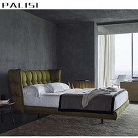 Chambre contemporaine Lit king size en tissu Ensemble de lit double italien moderne Meubles de lit de mariage en velours bleu