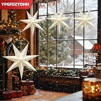 Lanterne en papier 3D de 23 pouces avec lumières LED - Design suspendu à 7 points pour Noël, anniversaire, décoration classique blanche intérieure et extérieure