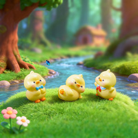 Miniatur Bebek Musim Panas Hewan Resin Kecil Figur Bebek untuk Ornamen Lanskap Taman DIY Dekorasi Pot