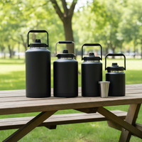 Bouteille isotherme en acier inoxydable 304 de 2 gallons (256 oz) avec poignée, large ouverture, pour le camping et le travail
