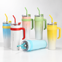 Gobelet isotherme en acier inoxydable à double paroi de 40 oz, vierge, avec poignée et paille, dégradé, pour sublimation, vente en gros