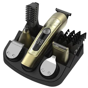 2023 New Full Metal Men Grooming Kit 6 em 1 Multifunções À Prova D' Água Hair Clippers barbeiro máquina elétrica sem fio aparador de pêlos