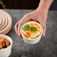 Bol de cuisson pour soufflé à double peau en céramique personnalisé moule rayé pour bol à gâteau et pain pour pouding dessert lait cuit à la vapeur pour la cuisson