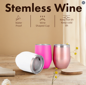 Bicchiere Termico Promozionale da 12oz a Forma di Uovo, Senza Stelo, Rosa, con Bordo Argentato, per Donne, Personalizzabile con Frasi Motivazionali - Product Image 2