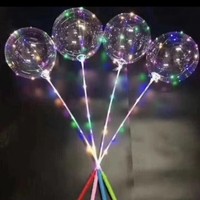 Ballons LED Bobo lumineux à main, ballons transparents à bulles lumineuses, 3 niveaux de clignotement, poignées lumineuses, guirlande lumineuse pour Ramadan, remise des diplômes