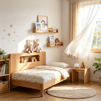 Étagère murale en bois avec barrière de sécurité pour les livres des enfants, chambre d'enfant, coin lecture, salle de classe, décoration de la maison
