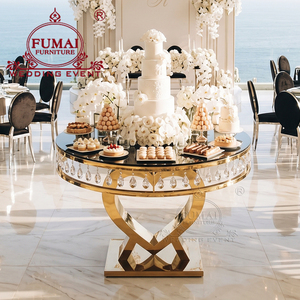 Heart shaped base, circular <b>mirror</b>, elegant wedding, luxurious cake <b>table</b> - Product Image 2