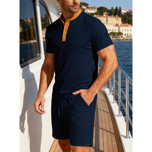 Conjunto Deportivo de Dos Piezas para Hombre, Estilo Casual Europeo, Verano, Manga Corta, Transpirable, Cintura Elástica, con Etiqueta - Product Image 3