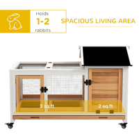 Clapier Premium en Bois pour Lapins, Intérieur/Extérieur, Spacieux, avec Enclos en Maille, Étanche, Plateau Coulissant Facile à Nettoyer