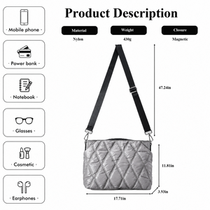 Women's Nylon Water Resistant Leopard Pattern Quilted Tote <b>Bag</b> Soft Puffy Lightweight Trendy Crossbody Shoulder Strap Purse - Product Image 5