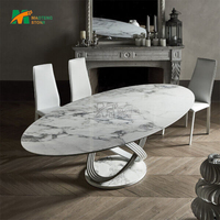 Table à manger ovale longue sur mesure en marbre MTSTONE, haute qualité, luxe, vente en gros, moderne, dalle de marbre Pandora pour salle à manger
