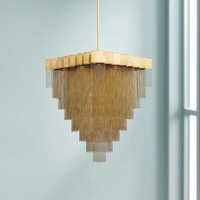 Lustres de luxe modernes pour salon Chaînes lumineuses à pompons pour villa et hôtel Luminaires décoratifs italiens noir/or