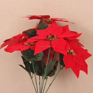 S02596, venta al por mayor, artesanía, poinsettia artificial, flor de Navidad falsa, FIORI Natale, poinsettia de terciopelo artificial para Decoración - Product Image 5