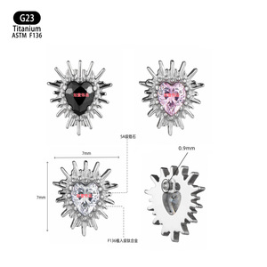 Boucles d'oreilles en titane G23 avec zircon, design épine d'ormeau, pour piercing de lèvre ou de langue - Product Image 4