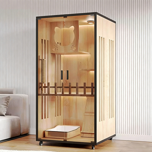 Mehrstöckige Katzenvilla Luxuriöses Holz-Katzenhaus Umweltfreundliches Atmungsaktives Haustierhaus für Innenräume Kleintier-Upgrade Katzenkäfig-Villa - Product Image 4