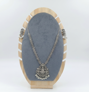 DIVYORO Oxidized Goddess Emblem Long <b>Necklace</b> Set for Women <b>Statement</b> <b>Necklace</b> with Matching Earrings Premium Oxidized - Product Image 2