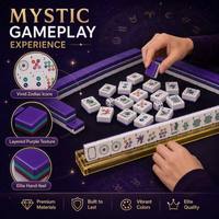 Ensemble de Mahjong Américain de Luxe Personnalisé sur Mesure 160 Pièces 32mm Acrylique 4 Couches avec Jokers et Fleurs, Dos Violet, Face Verte, pour le Divertissement