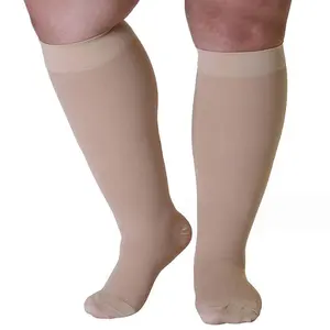 Plus Size Compression Socks (S-7XL) 20-30 mmHg Wide Calf Open Toe Compression Support Stocking