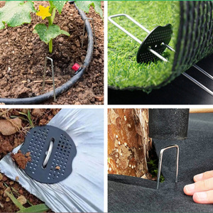 Estacas de jardín de acero galvanizado en forma de U verdes para fijación de barrera contra malas hierbas y césped artificial - Product Image 4