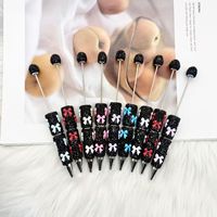 Stylos de luxe DIY noirs et argentés avec strass et décorations nœud papillon colorées, stylo bijou perlé style industrie lourde, stylo cadeau boîte mystère