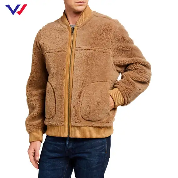 Reversible jackets outdoor coats wholesale plus size mens winter shearling reversible bomber jacket