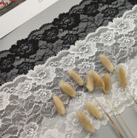 Dentelle élastique de 22 cm de large, tricotée en chaîne, à double motif floral, pour garniture de vêtements et accessoires de maison