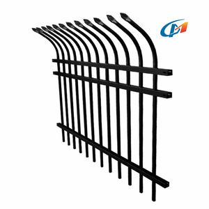 <span class=keywords><strong>Clôture</strong></span> résidentielle de sécurité en fer forgé, panneau et portail en acier noir à pointe de lance incurvée - Product Image 5