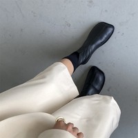 Bottines coréennes tendance à talon bas, style rétro, bout carré, décontractées et polyvalentes, semelle souple, collection Printemps 2025